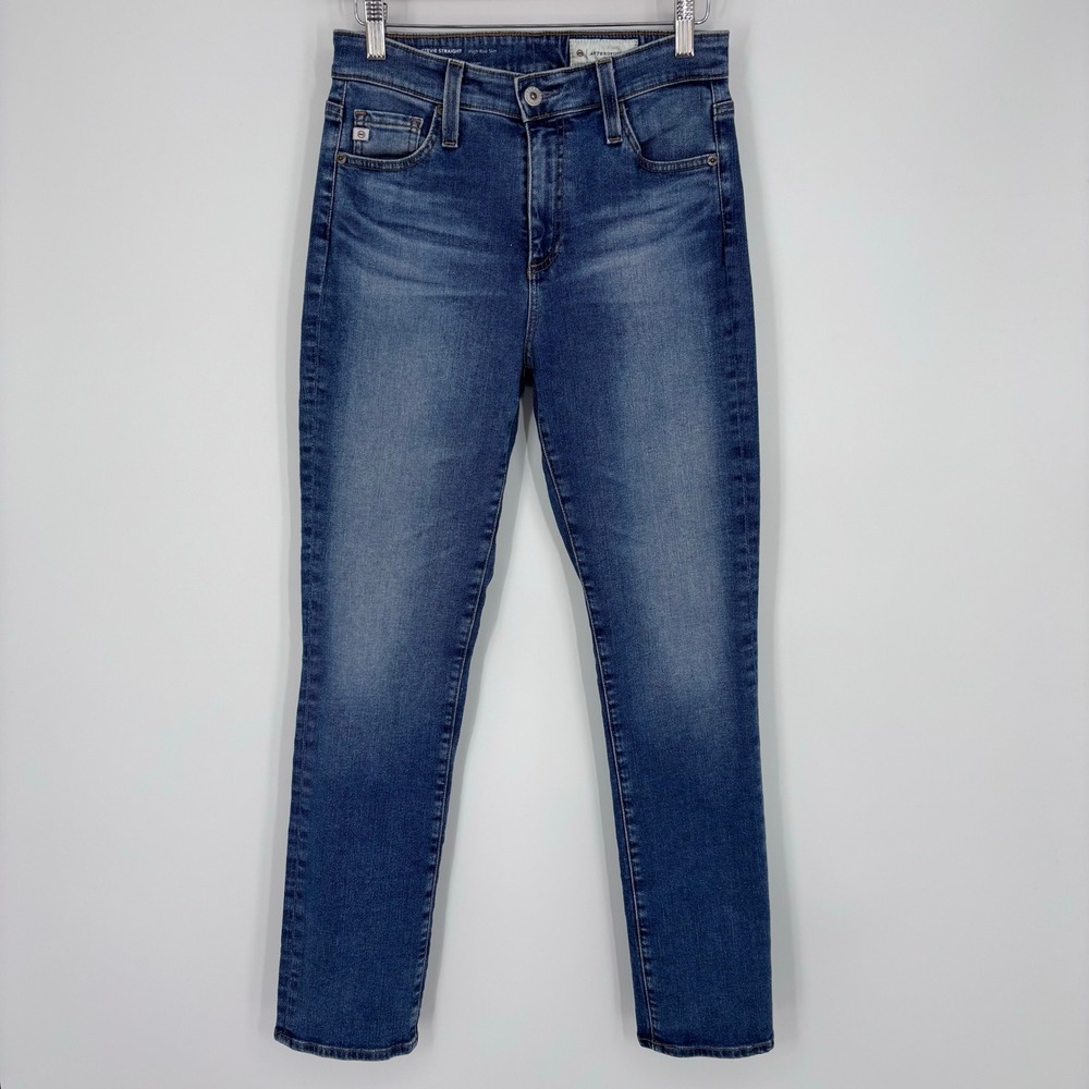 AG x Anthropologie Stevie Straight High Rise Slim Jeans Women 27R Designer Denim